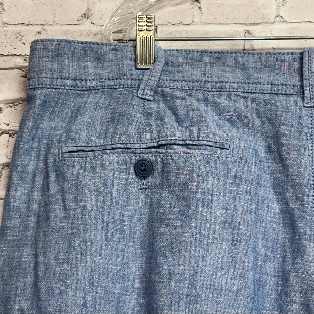 Express Size 38 Men's Linen Blend Shorts Classic Fit Blue Pockets Dress Casual - Picture 4 of 7